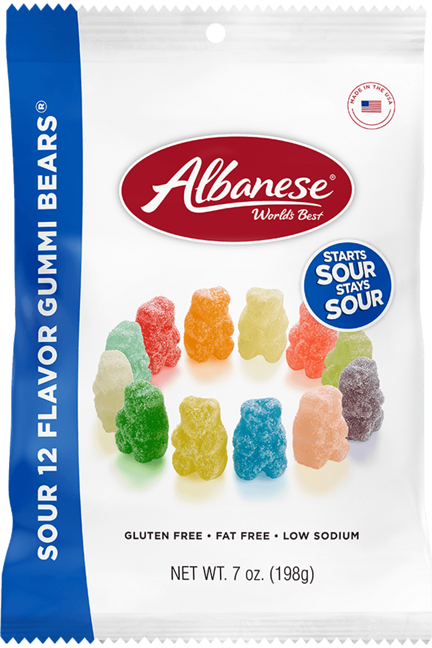 ALBANESE SOUR 12 FLAVORS GUMMI BEARS 7 OZ