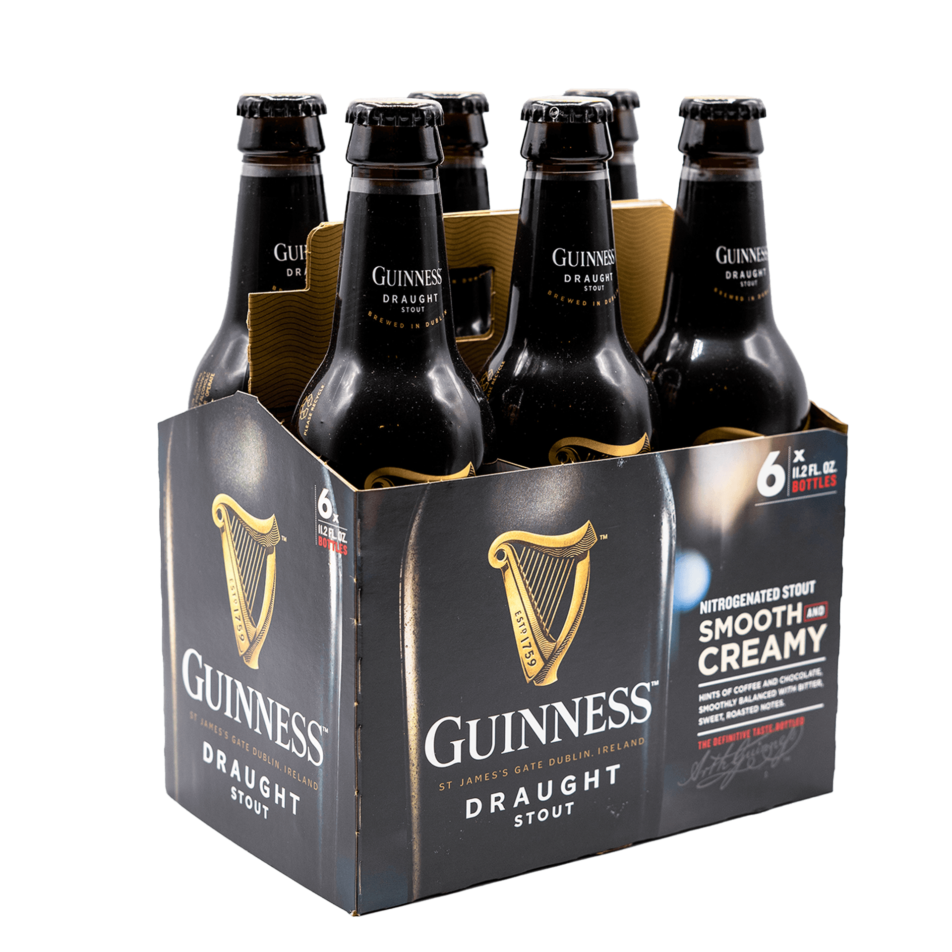 GUINNESS DRAUGHT STOUT - 6 BOTTLES