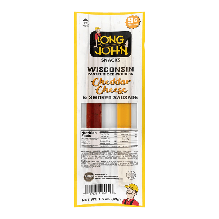 LONG JOHN CHEDDAR CHEESE & SMOKED SAUSAGE 1.5OZ
