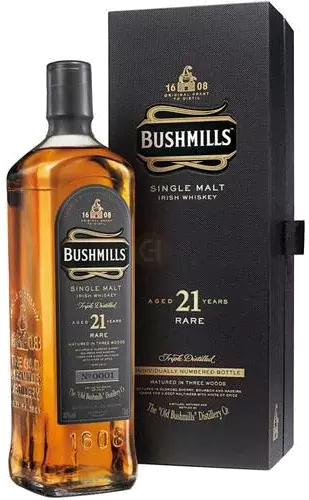 BUSHMILLS SINGLE MALT 21YR RARE 750ML